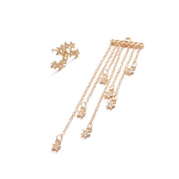 Celestial Golden Dangly Ear Jacket Earrings - Picture 8 of 16